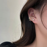 gold bling diamond star multi layer ear cuff non piercing earrings clips