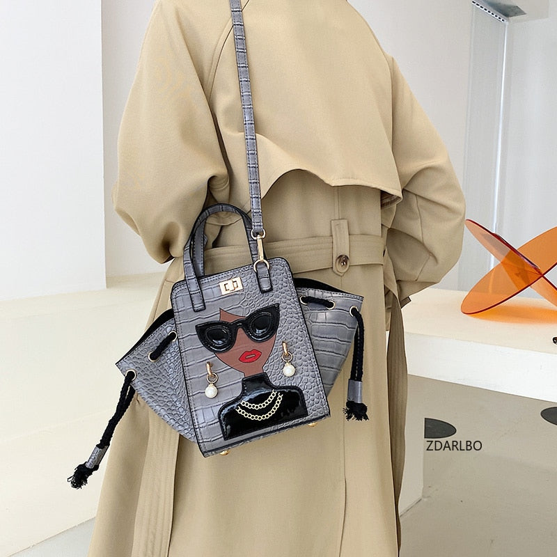 satchel printed quilted leather handbag