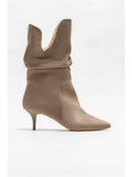 mink suede leather pointed toe rubber anti slip long boots