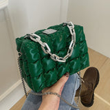thick chain box soft pu leather handbag