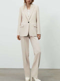 single button blazer trousers suit set