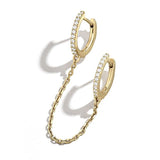white diamond link chain stud hoop earring