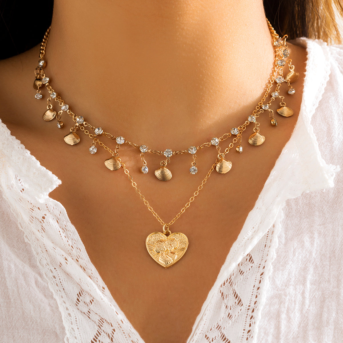 vintage heart pendant chain necklaces