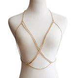 rhinestone chest chain bikini harness