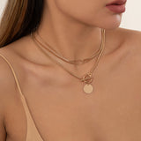 multilayer buckle cross link chain choker necklace