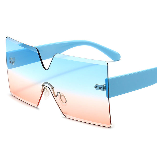gradient big cut lens square sunglasses
