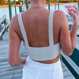 v neck hollow pearl camisole