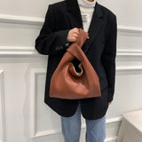 pleated pu leather kawaii tote handbag