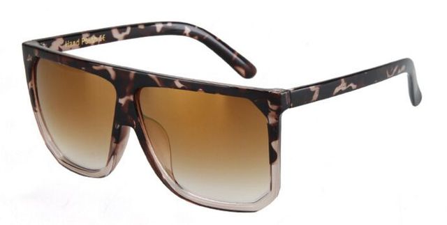 oversized rivet flat top leopard retro sunglasses