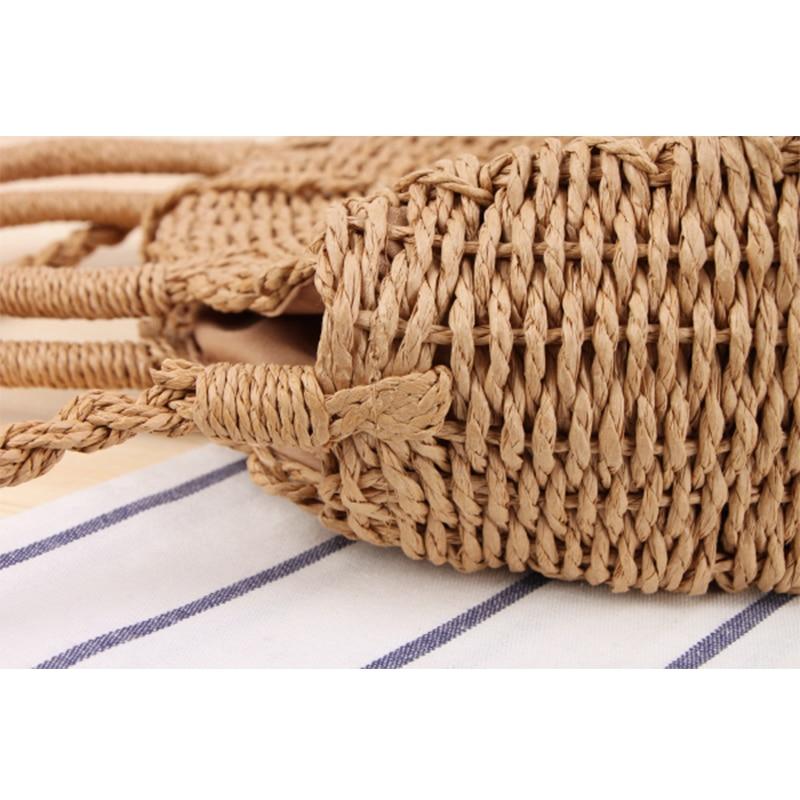 vintage retro handmade rattan straw rope knitted handbag