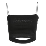 hollow out sleeveless strap crop top