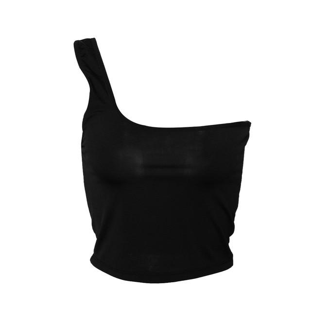 single shoulder slim vest bandage crop top