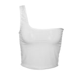single shoulder slim vest bandage crop top