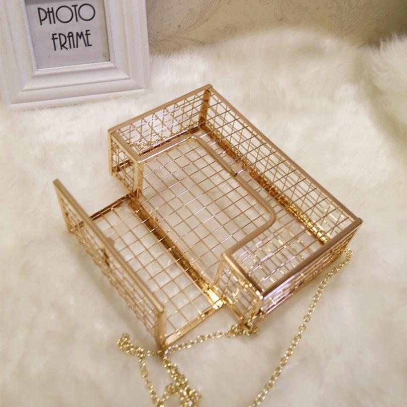 boutique metal hollow cage box handbag