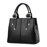 pu leather double adjustable handle tote zipper handbag