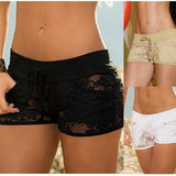 hollow out shorts elastic waist lace shorts