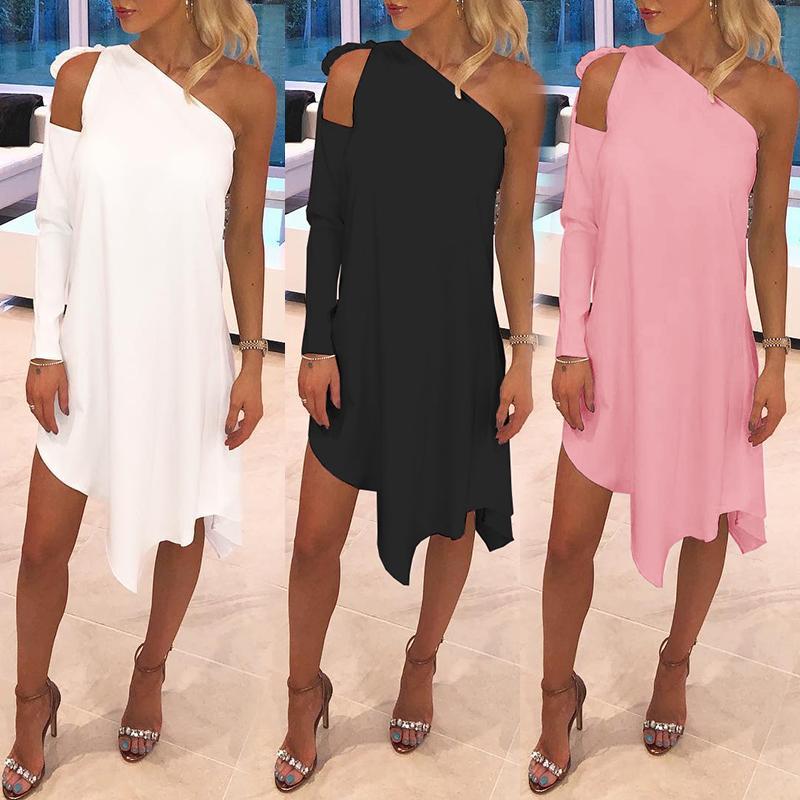 elegant cutout one sleeve party casual dress
