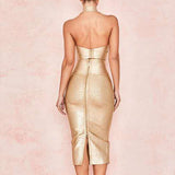 bandage gold print halter two piece bodycon dresses