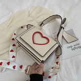 sweet heart bow straps panelled pu leather handbag