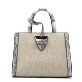 serpentine pattern pu leather zipper tote handbag