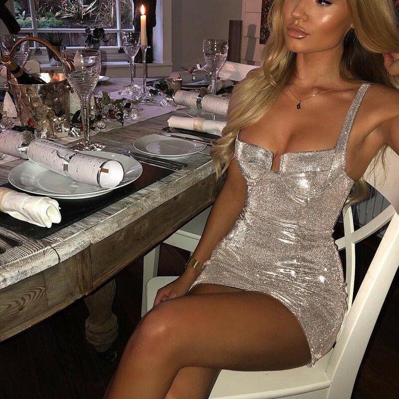 sleeveless sequins strappy bustier mini bodycon dress