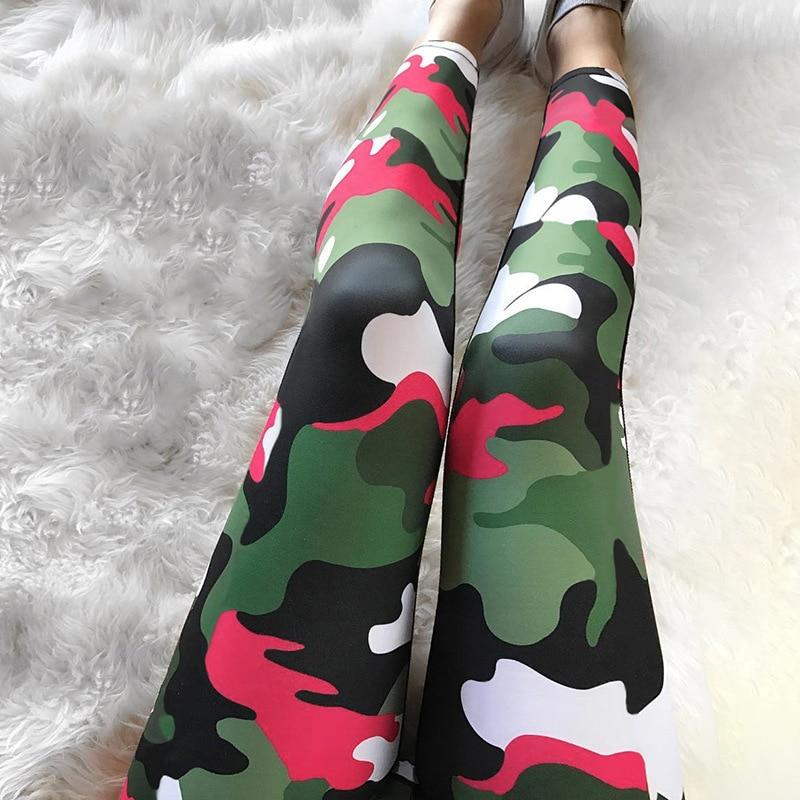 ombre 3d camouflage printed high waist leggings