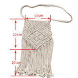 handmade rope woven knitted rattan fringed mini bag