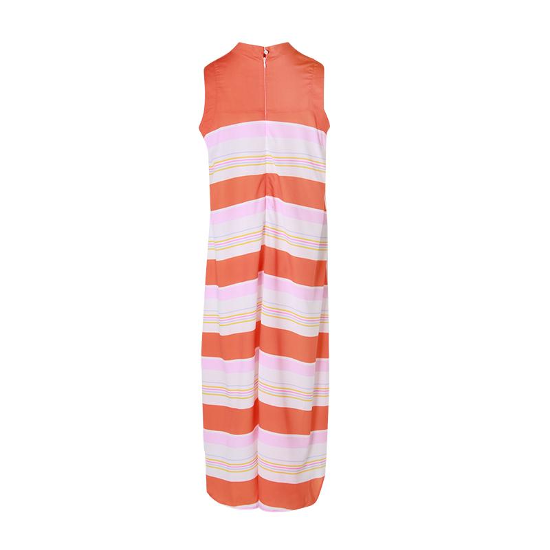striped asymmetrical stand sleeveless ruffles hit color blouse