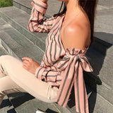 skew collar one shoulder long sleeve striped blouse shirt dress