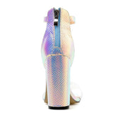sweet transparent zipper cover square high heel