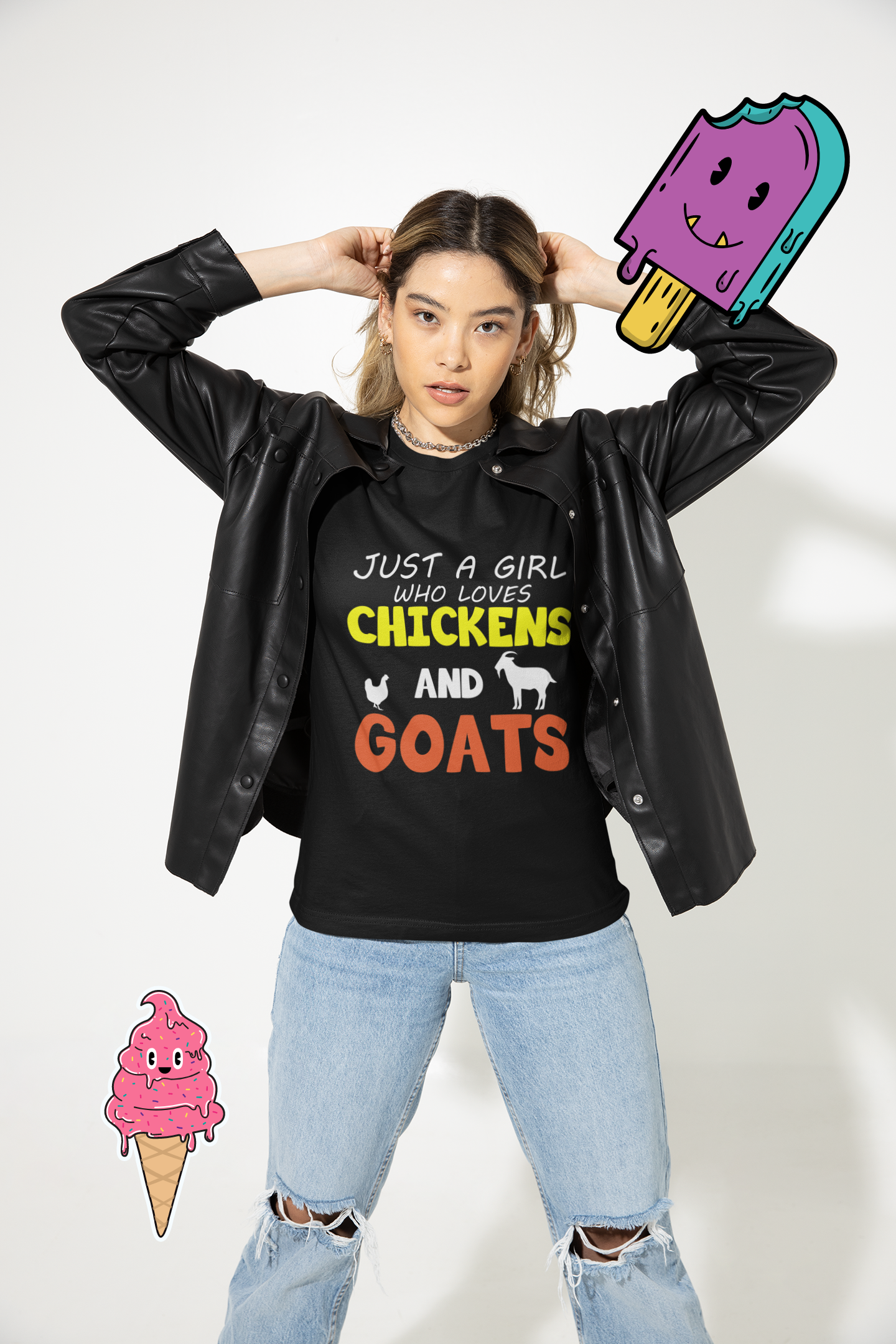 chicken goat farmer just a girl who loves chickens and goats short sleeve t shirt